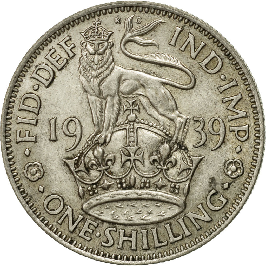 Great Britain, George VI, Shilling, 1939, AU(55-58), Silver, KM:853