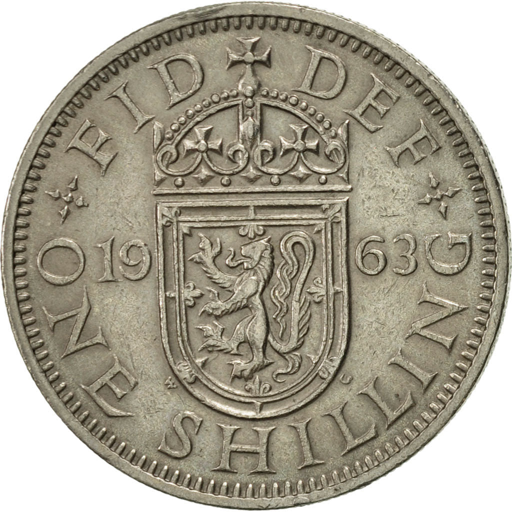Coin, Great Britain, Elizabeth II, Shilling, 1963, AU(55-58), Copper-nickel