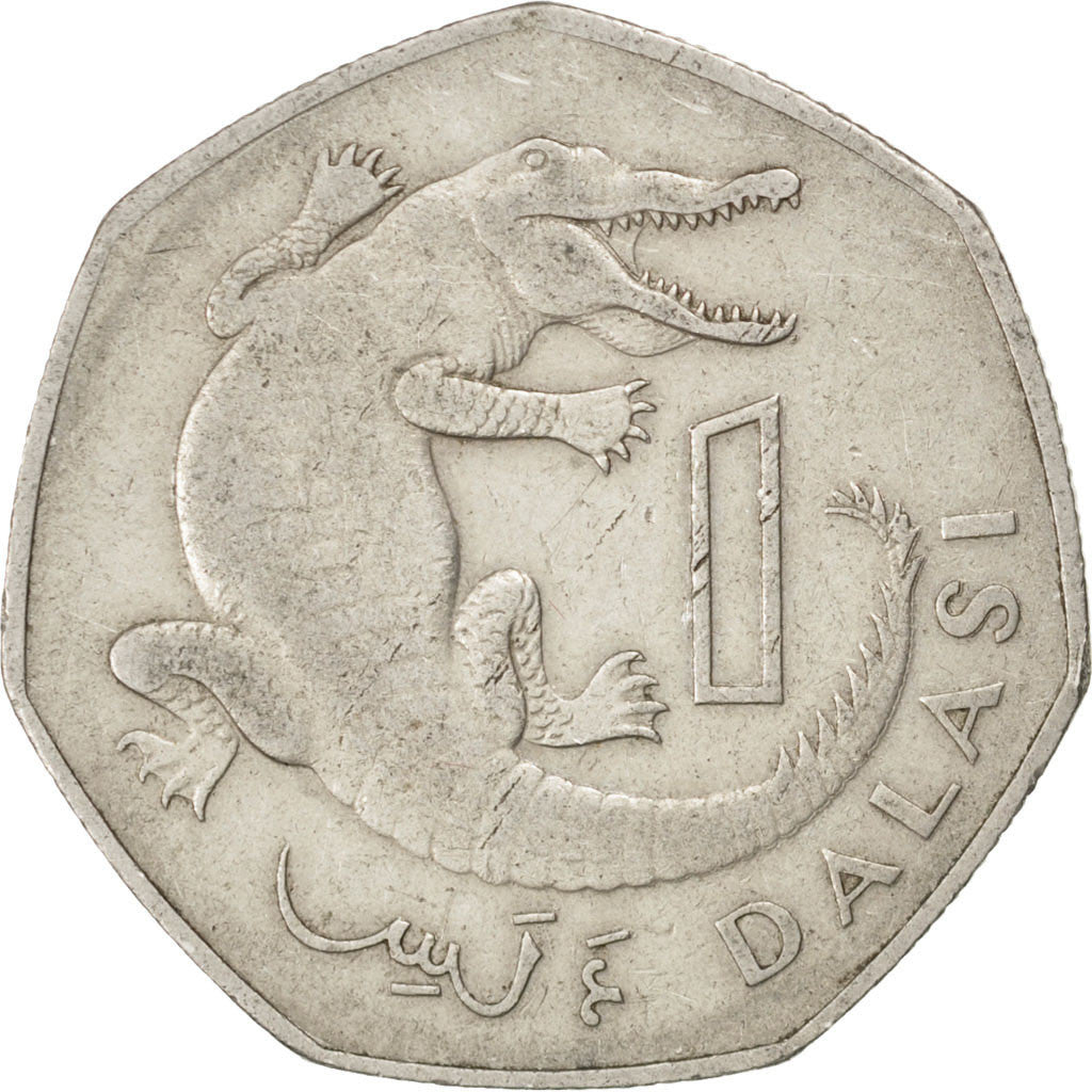 GAMBIA, THE, Dalasi, 1987, KM #29, VF(30-35), Copper-Nickel, 30.8, 11.72
