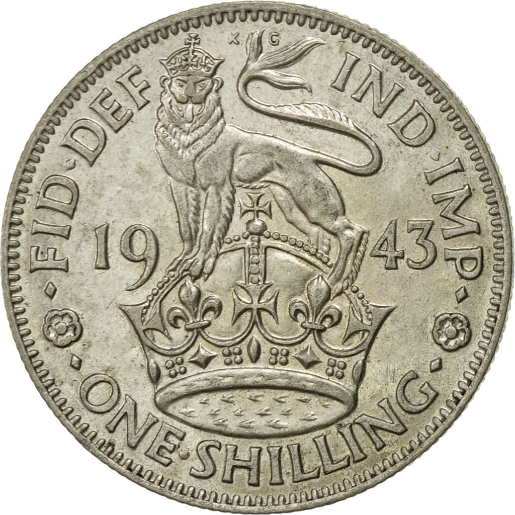 Coin, Great Britain, George VI, Shilling, 1943, AU(55-58), Silver, KM:854
