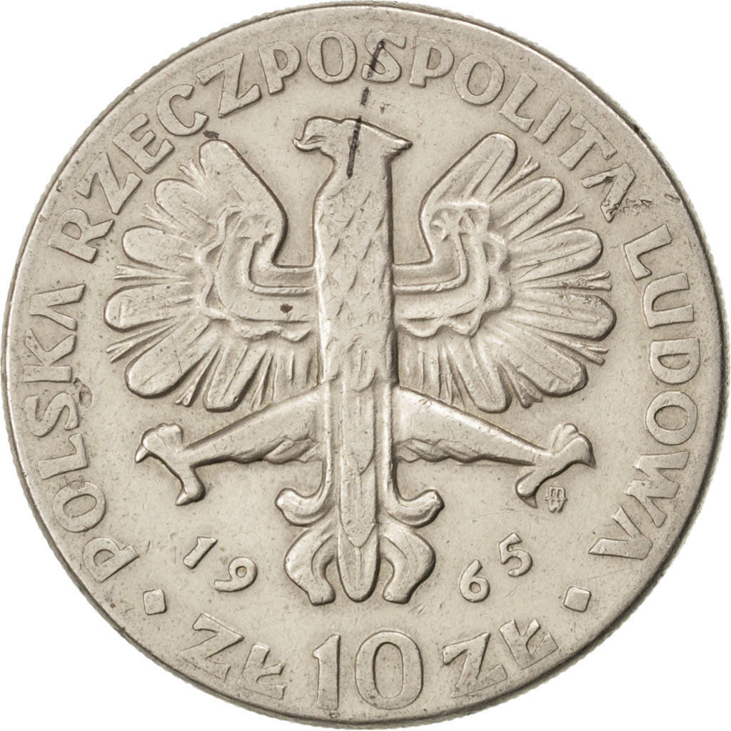 Moneta, Polonia, 10 Zlotych, 1965, Warsaw, BB, Rame-nichel, KM:54