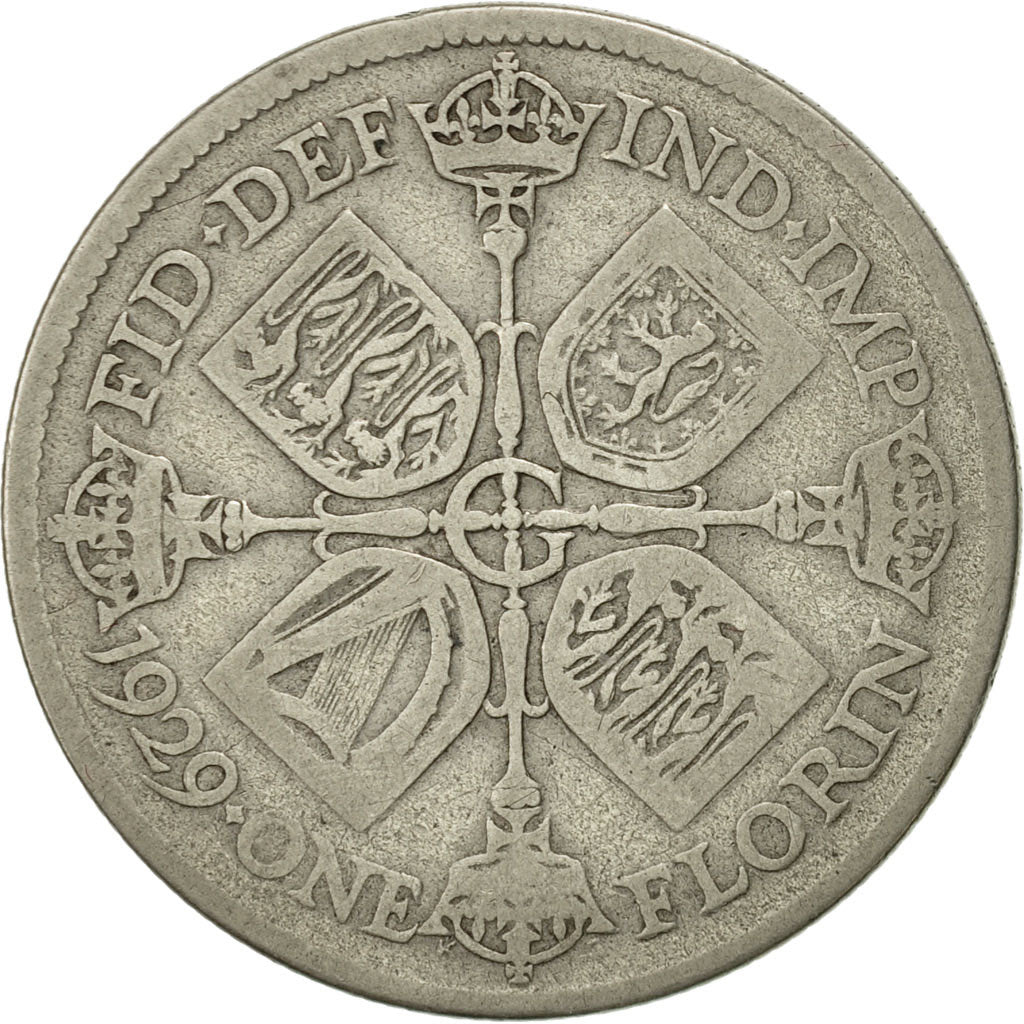Coin, Great Britain, George V, Florin, Two Shillings, 1929, VF(20-25), Silver