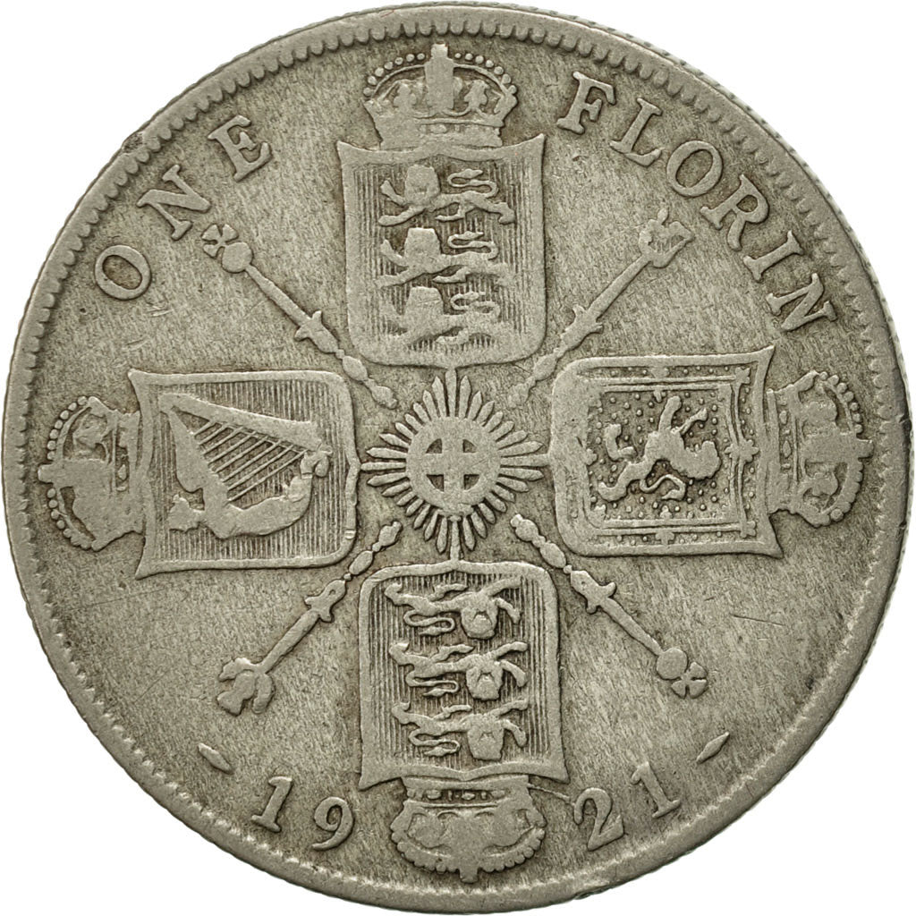 Coin, Great Britain, George V, Florin, Two Shillings, 1921, VF(20-25), Silver