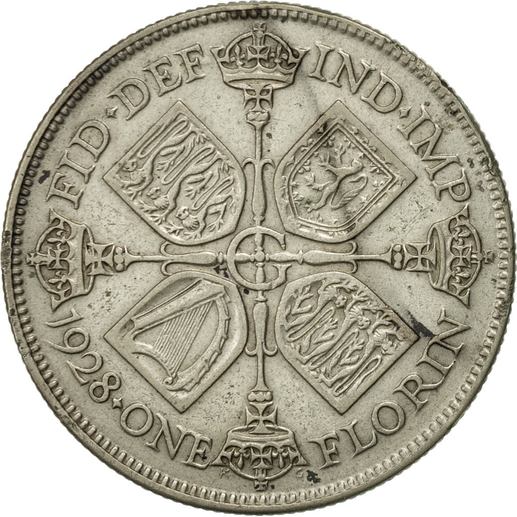 Coin, Great Britain, George V, Florin, Two Shillings, 1928, EF(40-45), Silver