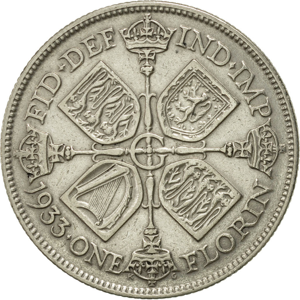 Great Britain, George V, Florin, Two Shillings, 1933, EF(40-45), Silver, KM:834