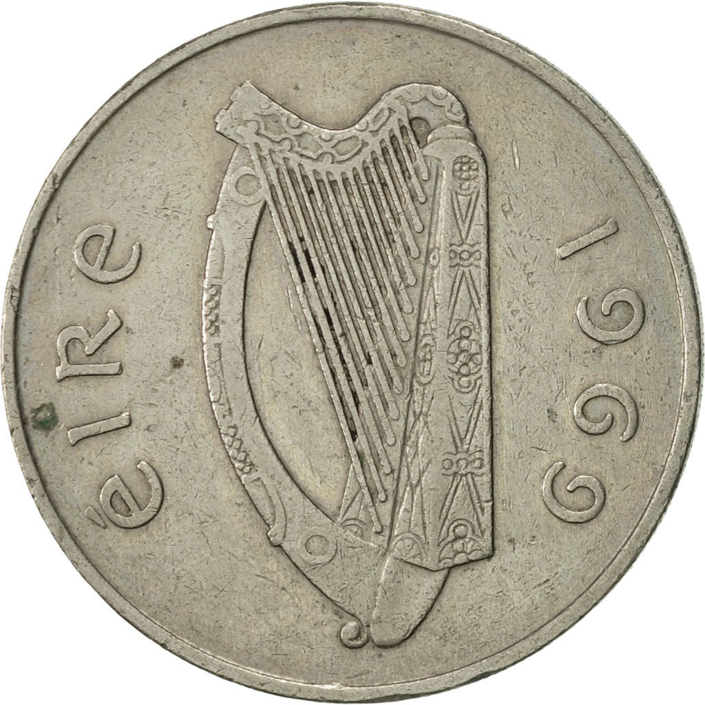 Coin, IRELAND REPUBLIC, 10 Pence, 1969, AU(55-58), Copper-nickel, KM:23