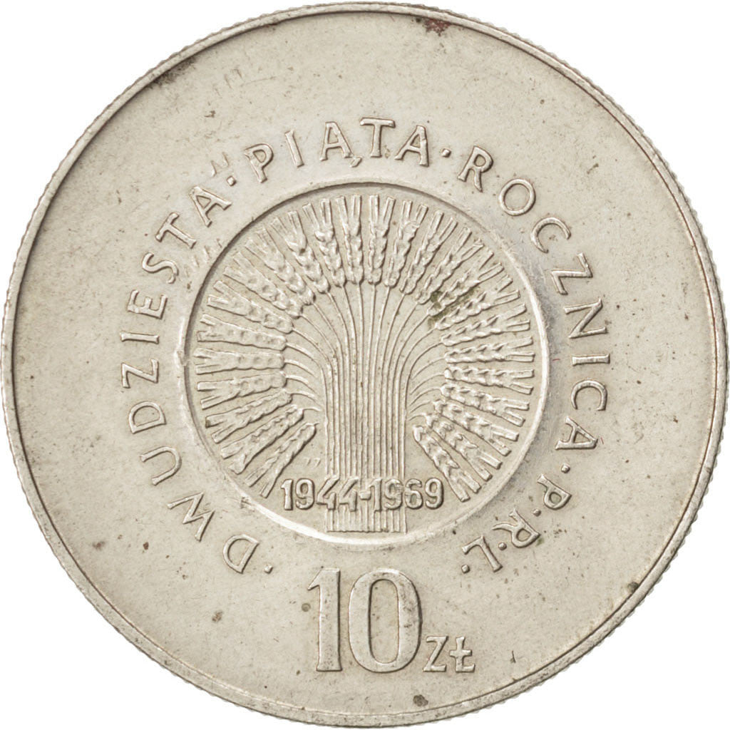 Coin, Poland, 10 Zlotych, 1969, Warsaw, AU(50-53), Copper-nickel, KM:61