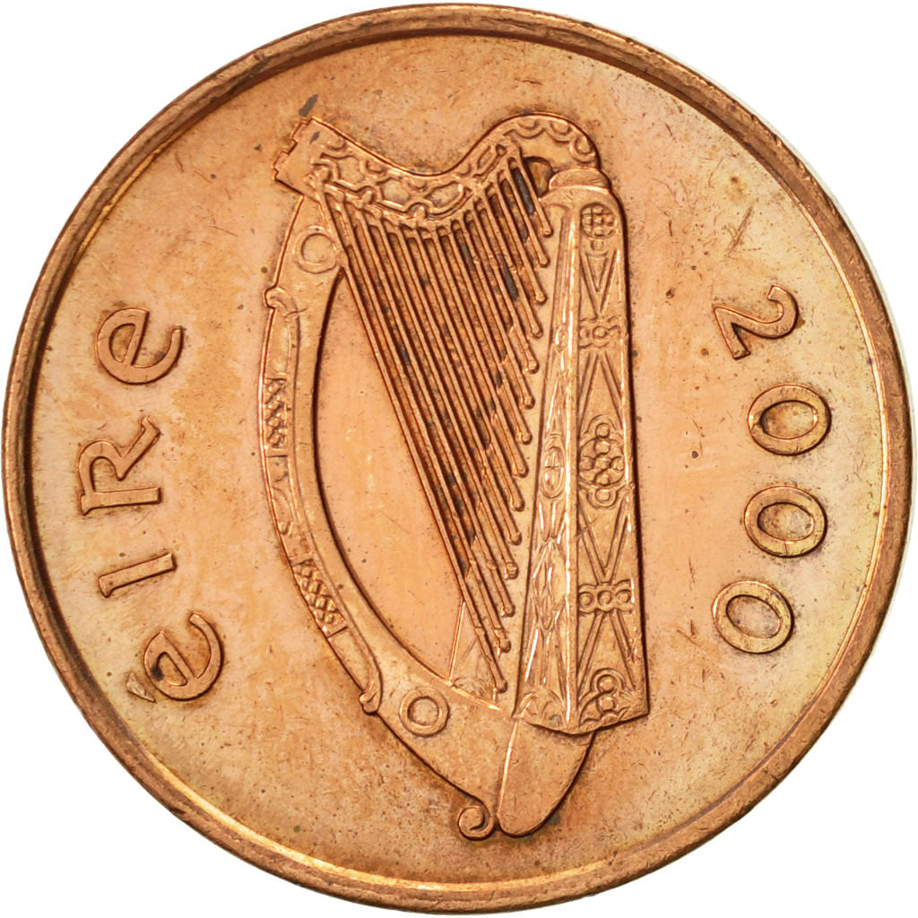 IRELAND REPUBLIC, 2 Pence, 2000, AU(55-58), Copper Plated Steel, KM:21a
