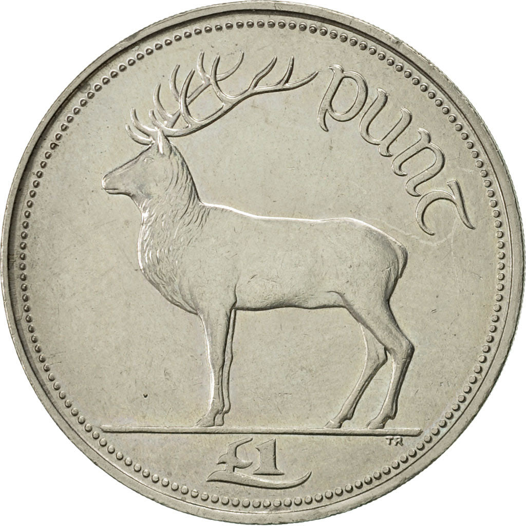 IRELAND REPUBLIC, Punt, Pound, 1990, AU(55-58), Copper-nickel, KM:27