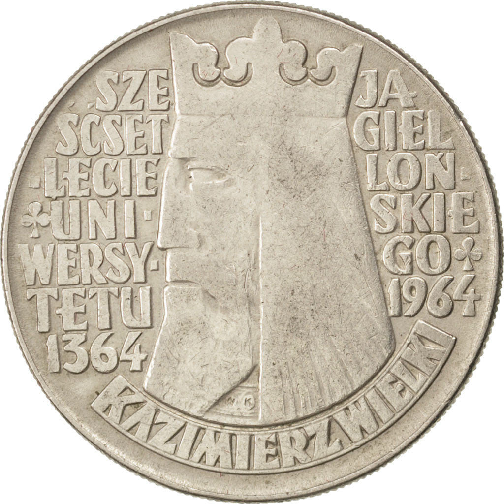 POLAND, 10 Zlotych, 1964, Varsovie, KM #52.1, EF(40-45), Copper-Nickel, 31,...