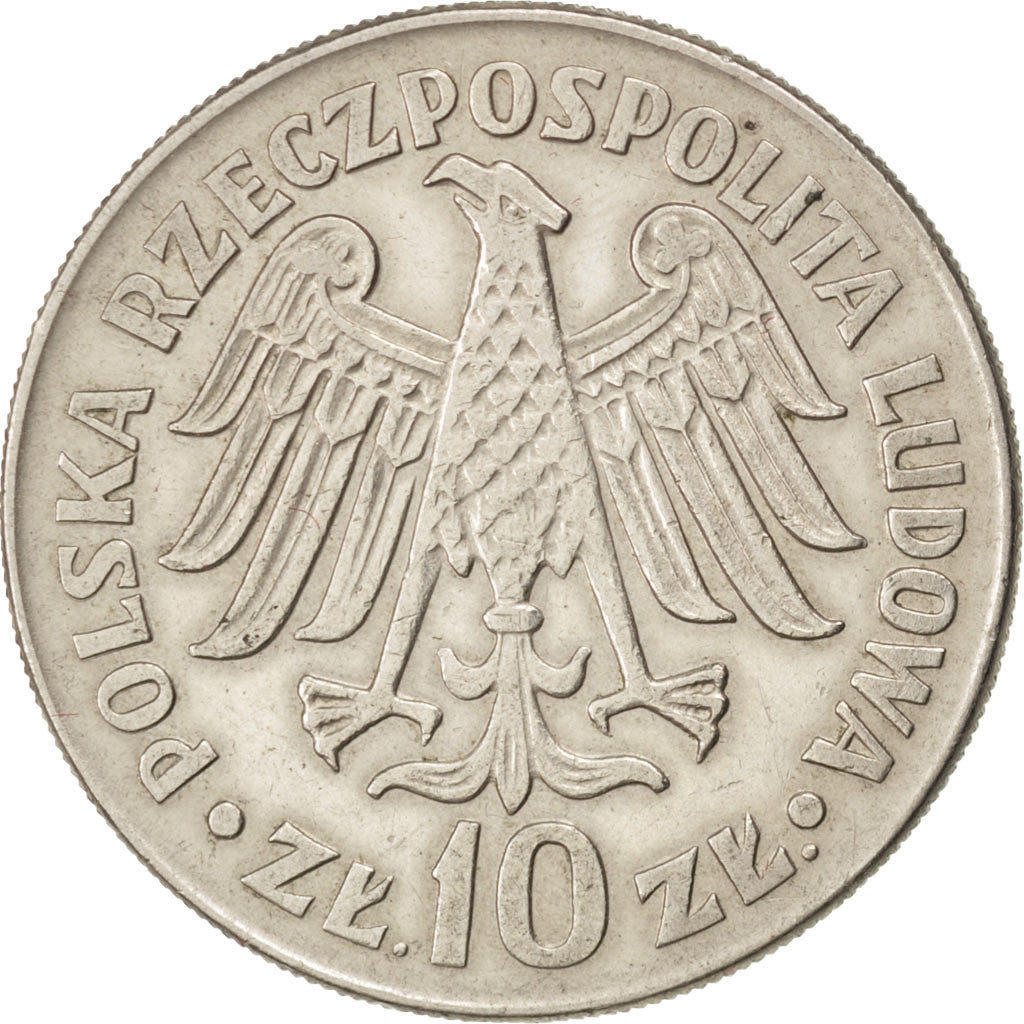 POLAND, 10 Zlotych, 1964, Varsovie, KM #52.1, EF(40-45), Copper-Nickel, 31,...