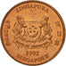 Monnaie, Singapour, Cent, 1992, Singapore Mint, SUP, Copper Plated Zinc, KM:98