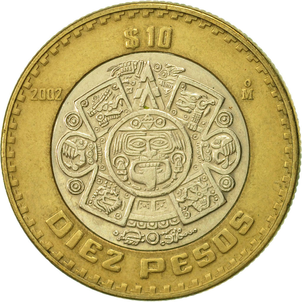 Coin, Mexico, 10 Pesos, 2002, Mexico City, AU(55-58), Bi-Metallic, KM:616