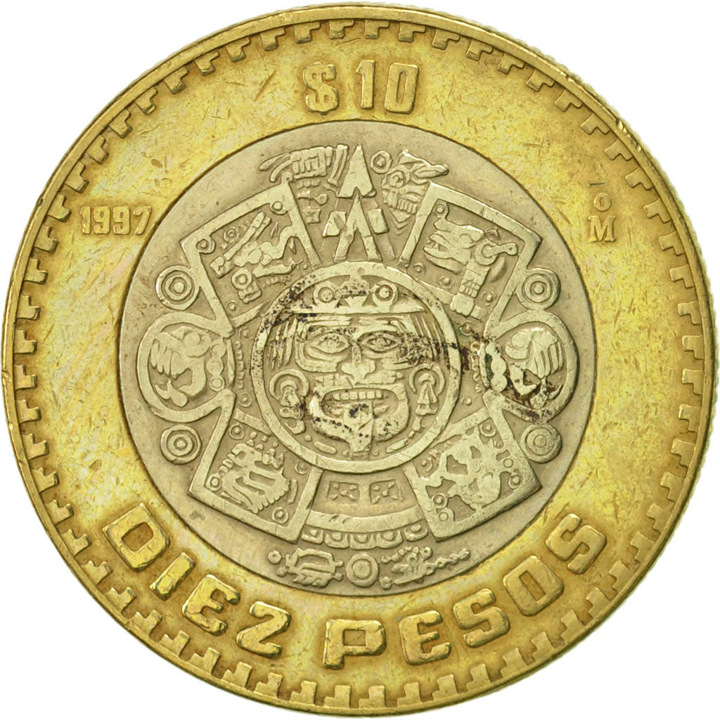 Coin, Mexico, 10 Pesos, 1997, Mexico City, EF(40-45), Bi-Metallic, KM:616