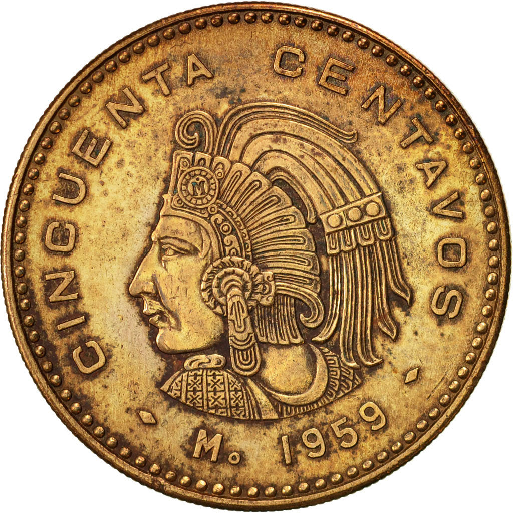 Mexico, 50 Centavos, 1959, Mexico City, EF(40-45), Bronze, KM:450