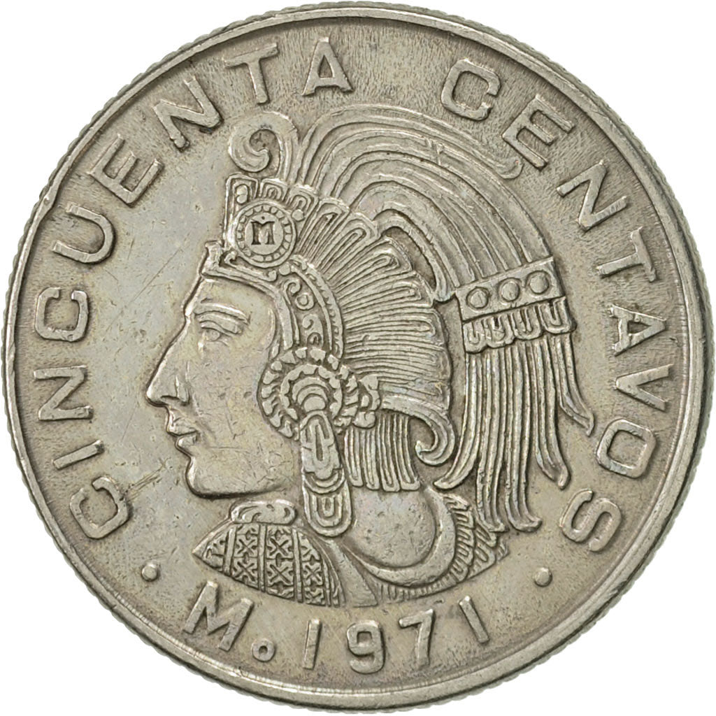 Coin, Mexico, 50 Centavos, 1971, Mexico City, AU(55-58), Copper-nickel, KM:452