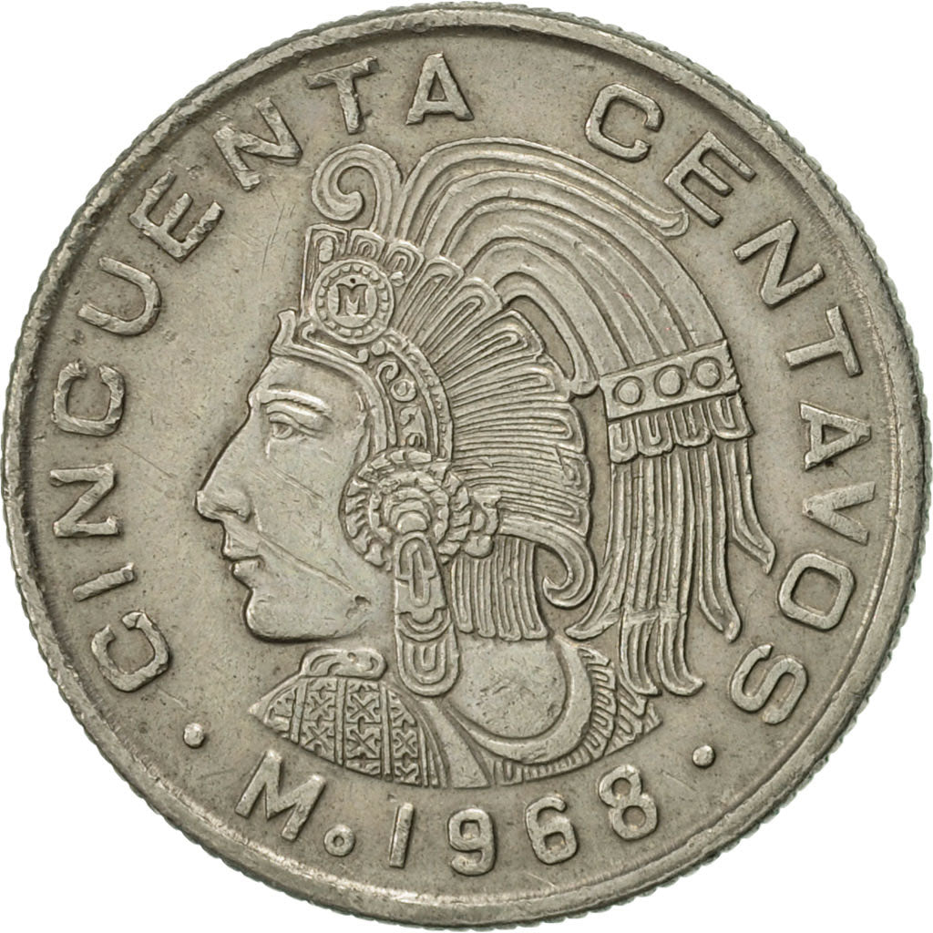 Moneda, México, 50 Centavos, 1968, Mexico City, EBC, Cobre - níquel, KM:451