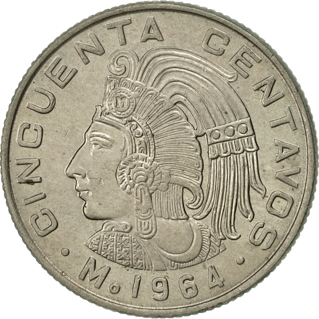 Mexico, 50 Centavos, 1964, Mexico City, AU(55-58), Copper-nickel, KM:451