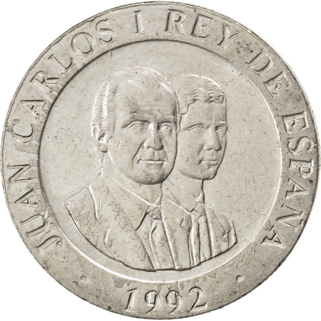 SPAIN, 200 Pesetas, 1992, KM #909, AU(50-53), Copper-Nickel, 25.5, 10.52