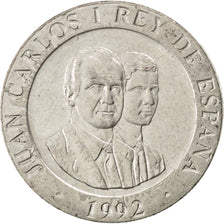 SPAIN, 200 Pesetas, 1992, KM #909, AU(50-53), Copper-Nickel, 25.5, 10.52