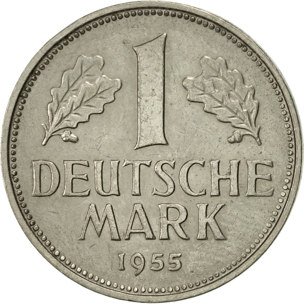 GERMANY - FEDERAL REPUBLIC, Mark, 1955, Stuttgart, EF(40-45), Copper-nickel