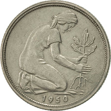 Moneta, Niemcy - RFN, 50 Pfennig, 1950, Stuttgart, AU(55-58), Miedź-Nikiel