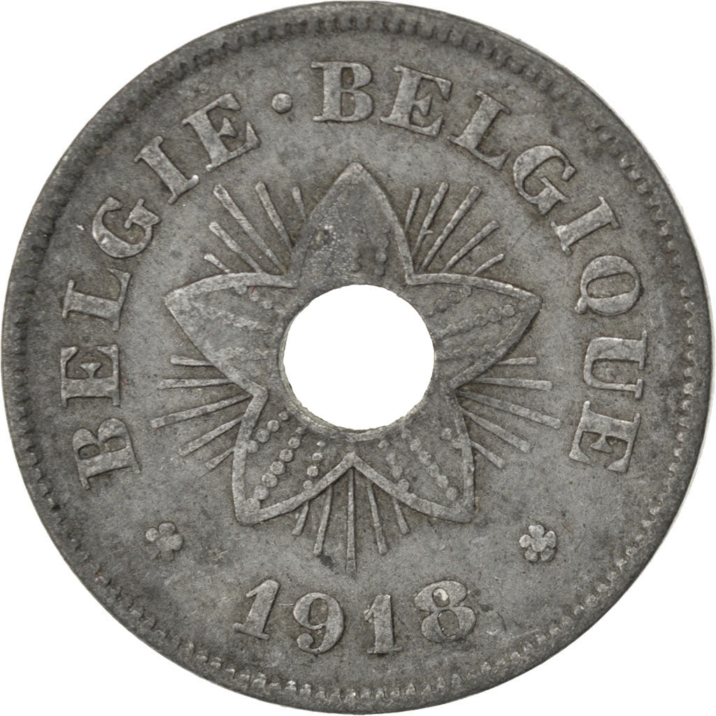 BELGIUM, 50 Centimes, 1918, KM #83, EF(40-45), Zinc, 24, 4.90