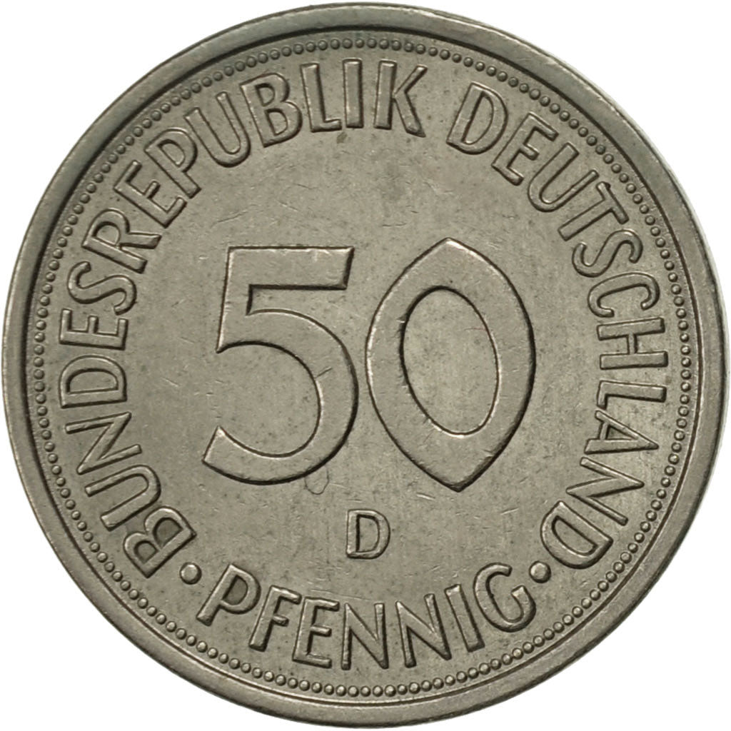 Moneta, Niemcy - RFN, 50 Pfennig, 1979, Munich, EF(40-45), Miedź-Nikiel