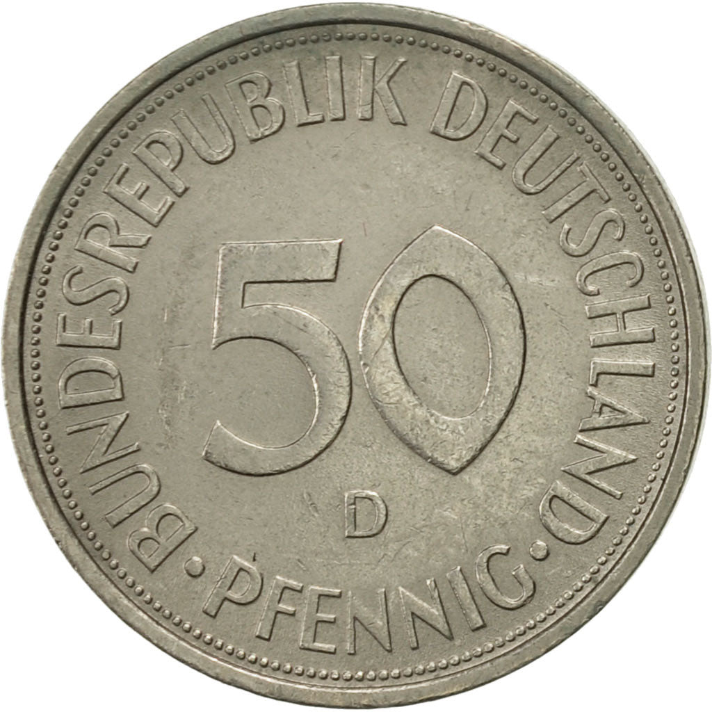 Coin, GERMANY - FEDERAL REPUBLIC, 50 Pfennig, 1972, Munich, EF(40-45)