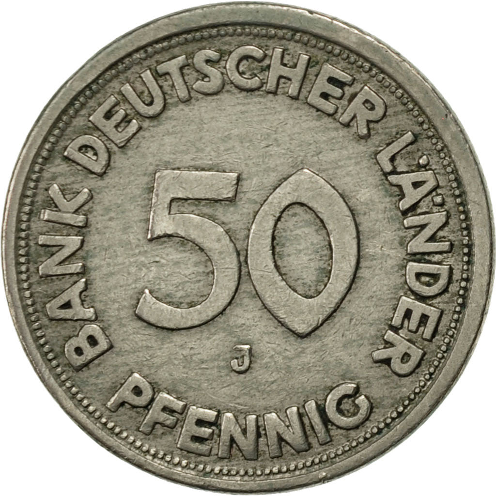 Coin, GERMANY - FEDERAL REPUBLIC, 50 Pfennig, 1949, Hambourg, EF(40-45)
