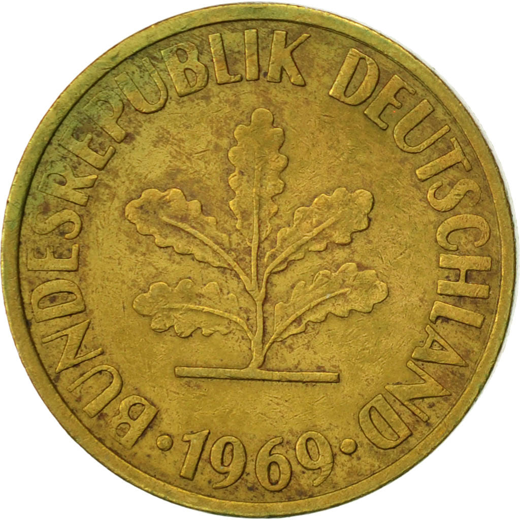 Monnaie, République fédérale allemande, 10 Pfennig, 1969, Hambourg, TTB