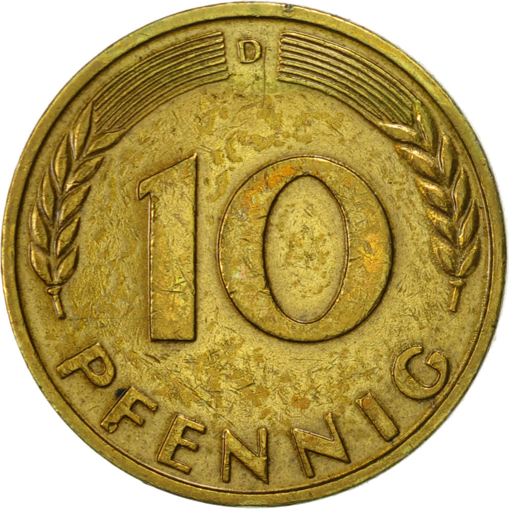 Moneta, GERMANIA - REPUBBLICA FEDERALE, 10 Pfennig, 1966, Munich, BB, Acciaio