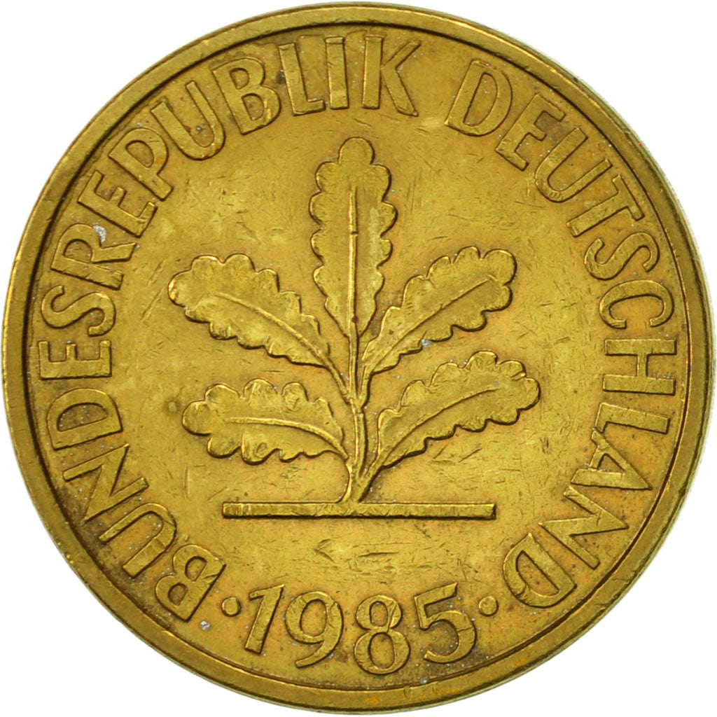 Moneta, GERMANIA - REPUBBLICA FEDERALE, 10 Pfennig, 1985, Stuttgart, BB, Acciaio