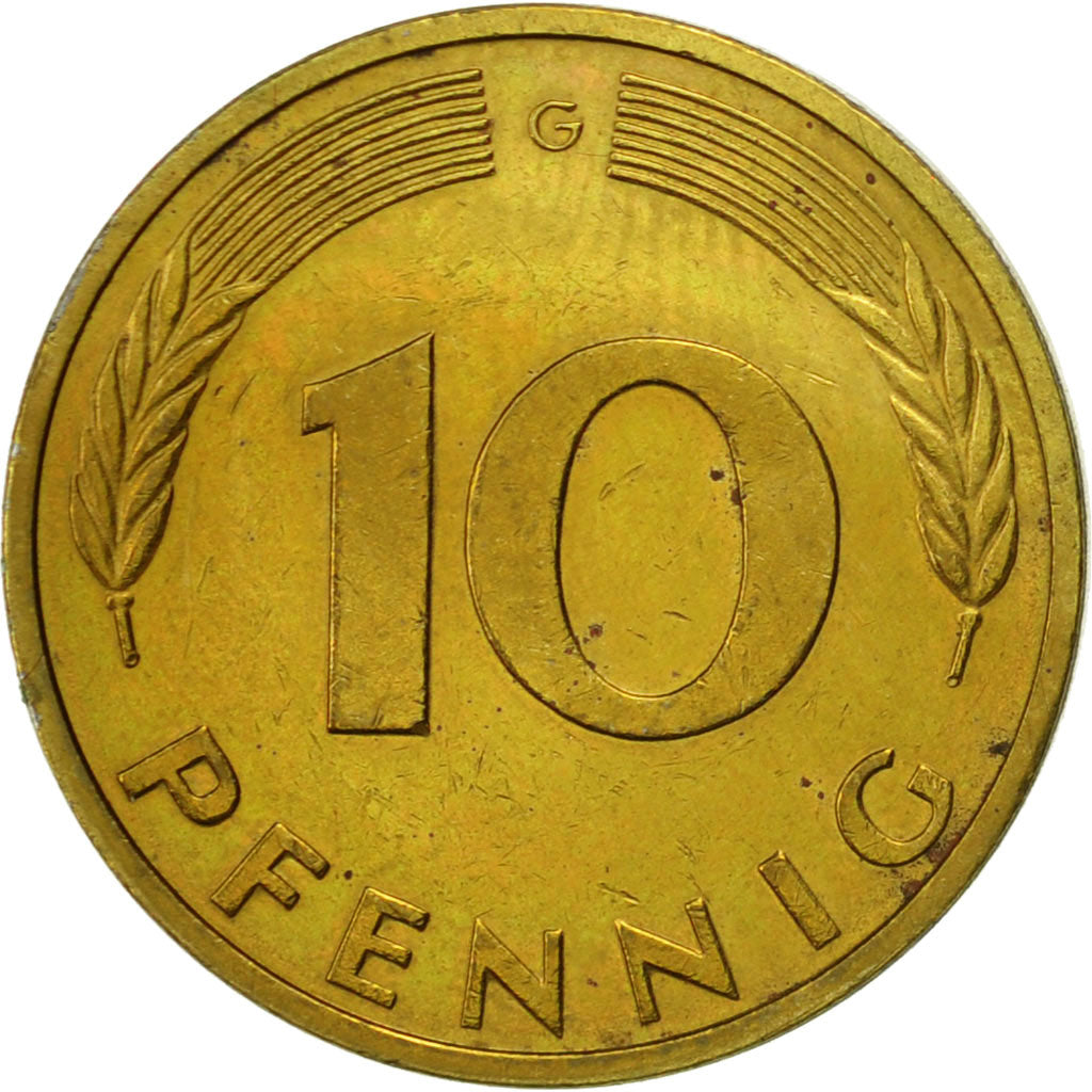Moneta, GERMANIA - REPUBBLICA FEDERALE, 10 Pfennig, 1985, Karlsruhe, BB, Acciaio