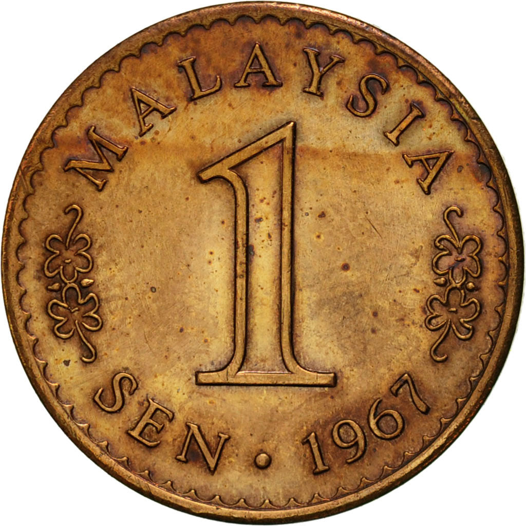 Coin, Malaysia, Sen, 1967, Franklin Mint, EF(40-45), Bronze, KM:1