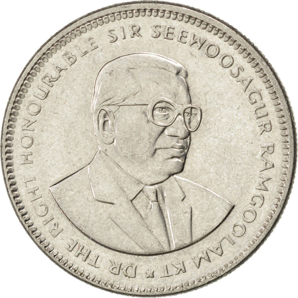 Coin, Mauritius, 1/2 Rupee, 1987, AU(55-58), Nickel plated steel, KM:54