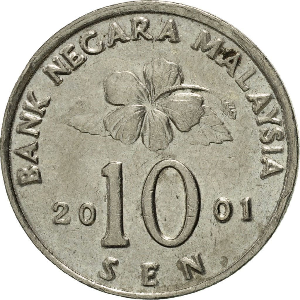 Coin, Malaysia, 10 Sen, 2001, AU(50-53), Copper-nickel, KM:51