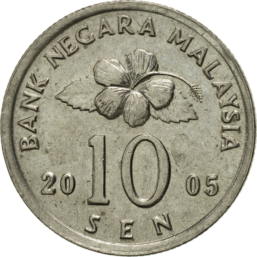 Moneta, Malesia, 10 Sen, 2005, BB+, Rame-nichel, KM:51