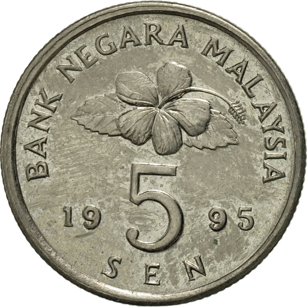 Coin, Malaysia, 5 Sen, 1995, AU(55-58), Copper-nickel, KM:50