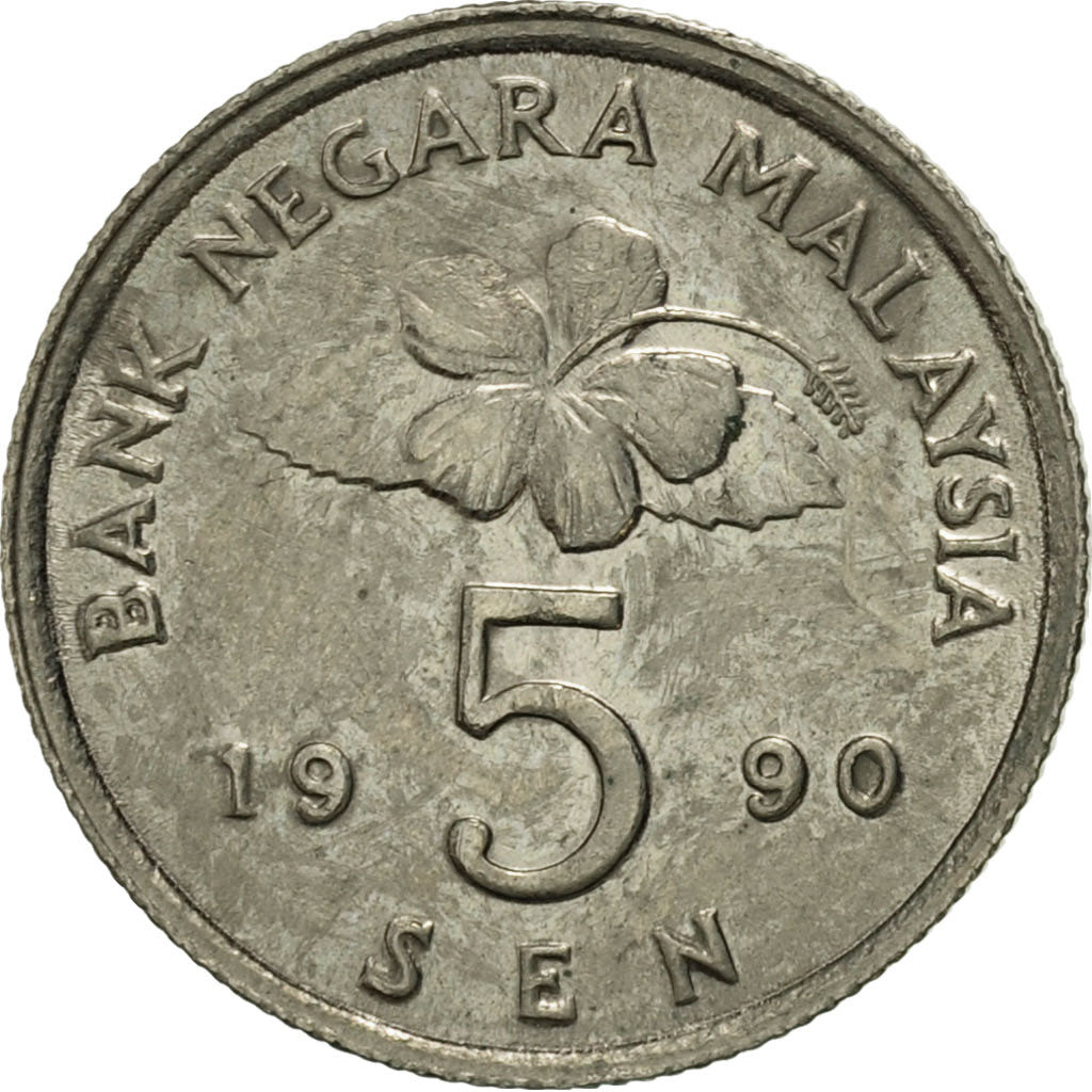 Coin, Malaysia, 5 Sen, 1990, AU(55-58), Copper-nickel, KM:50