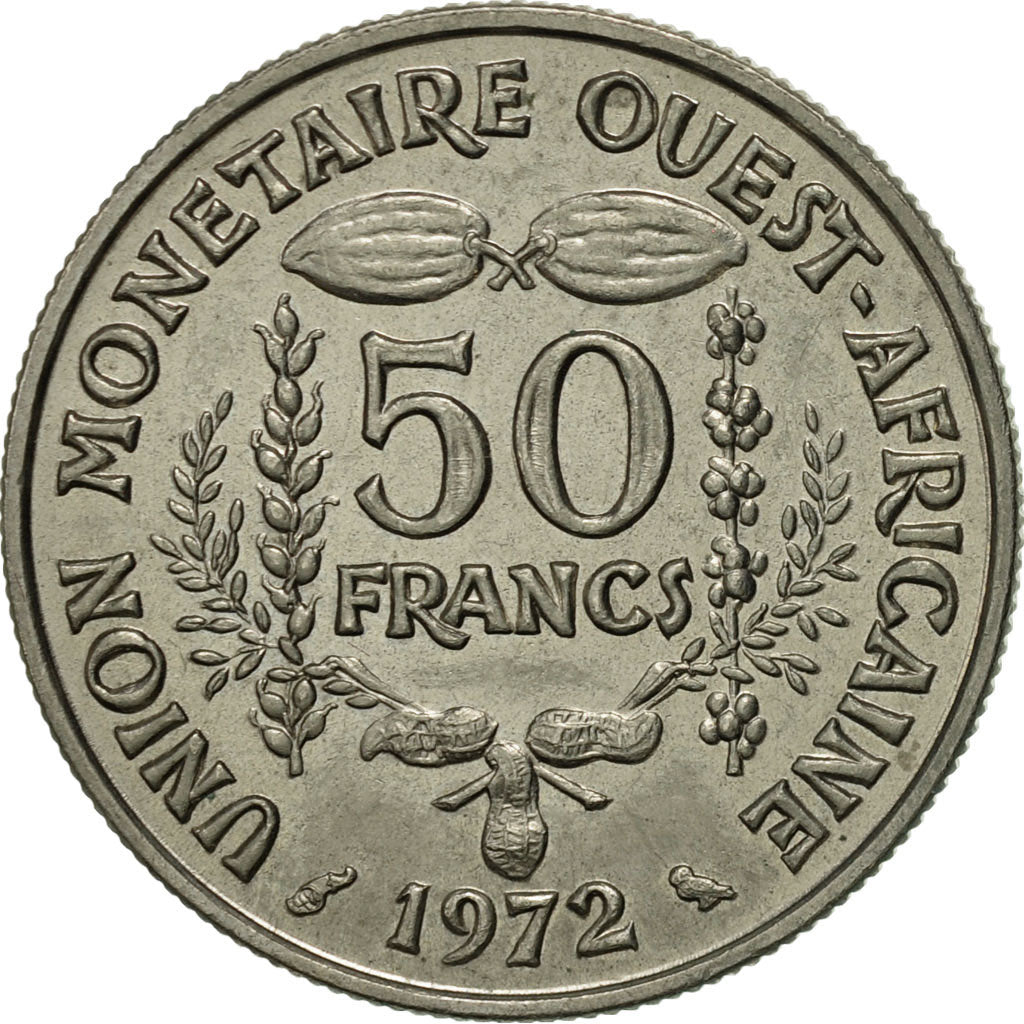 Coin, West African States, 50 Francs, 1972, Paris, AU(50-53), Copper-nickel