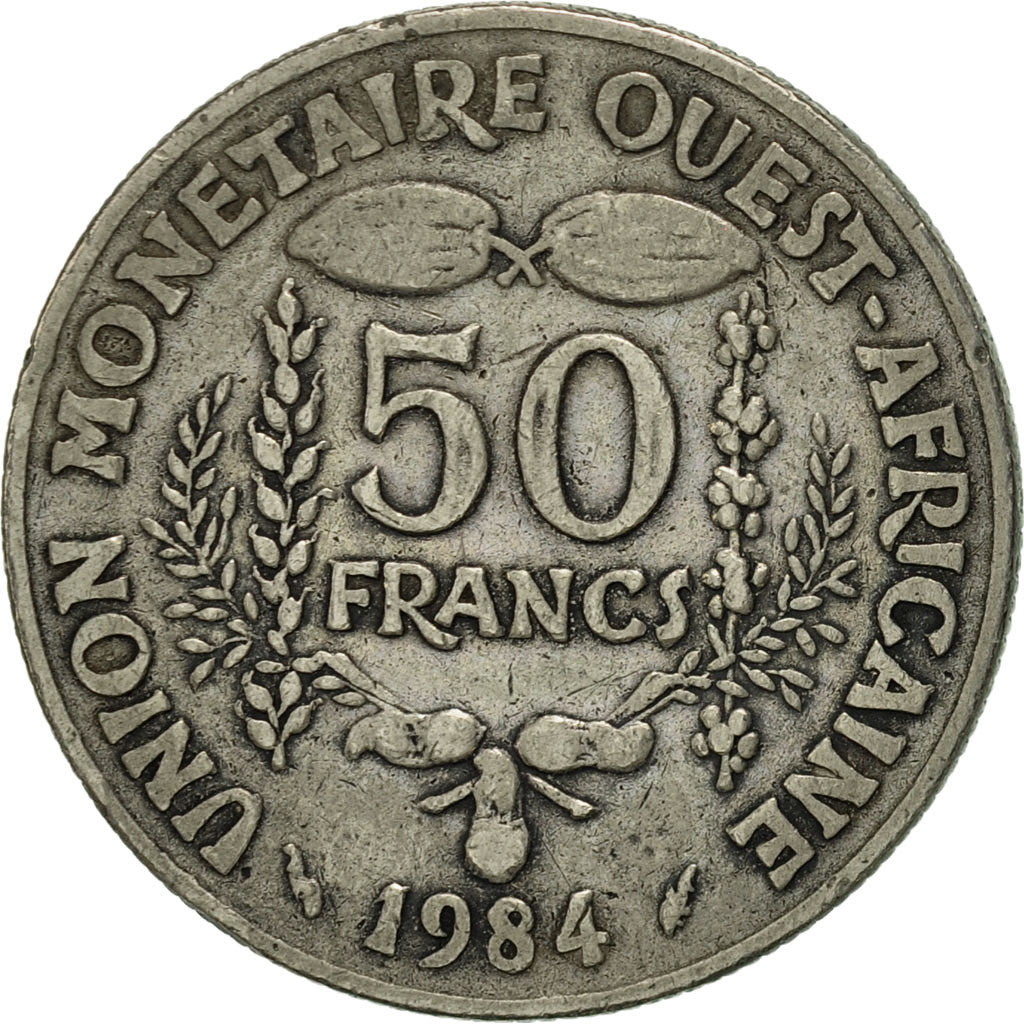 Coin, West African States, 50 Francs, 1984, Paris, AU(50-53), Copper-nickel