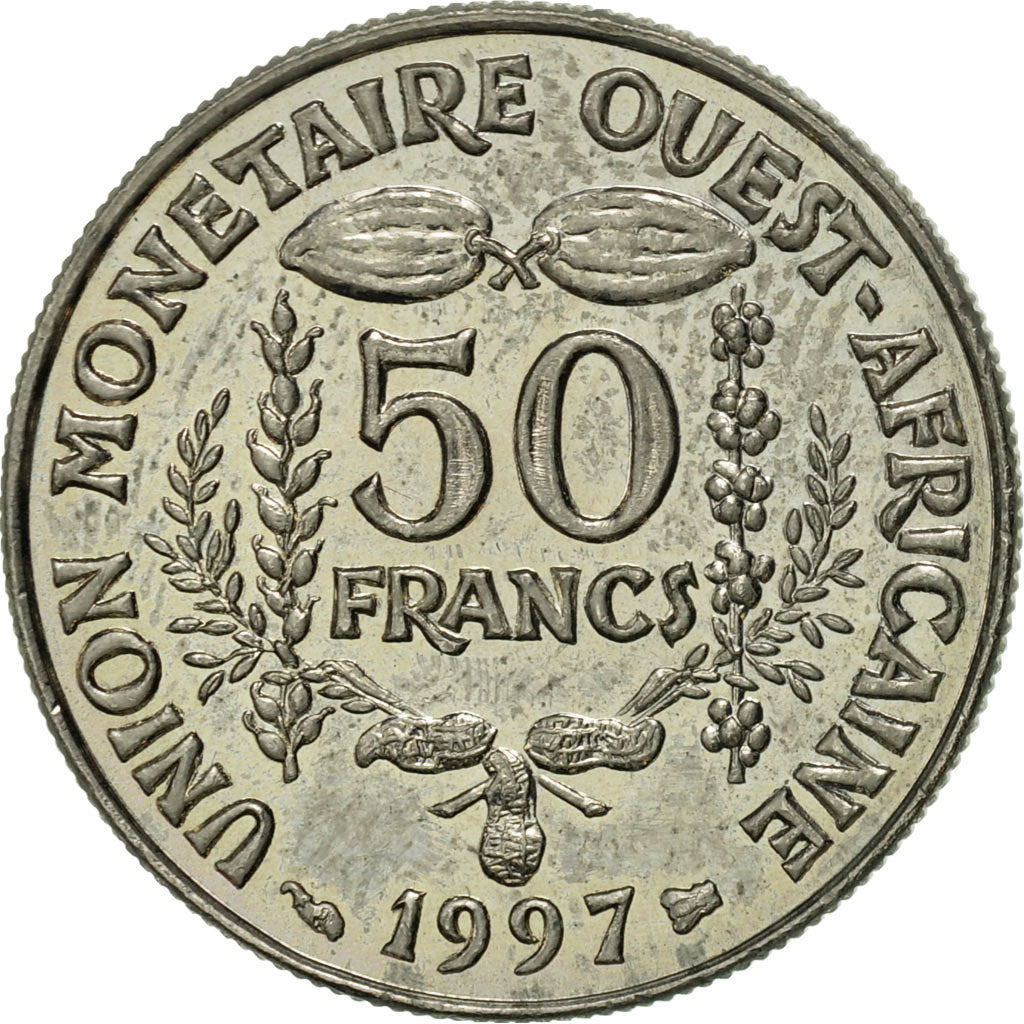 Coin, West African States, 50 Francs, 1997, Paris, AU(50-53), Copper-nickel