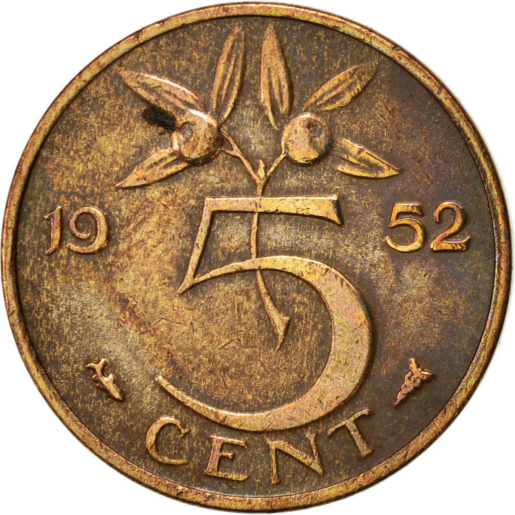Münze, Niederlande, Juliana, 5 Cents, 1952, SS, Bronze, KM:181