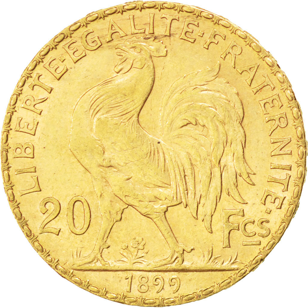 FRANCE, Marianne, 20 Francs, 1899, KM #847, AU(55-58), Gold, Gadoury #1064, 6.48