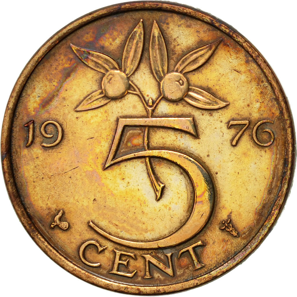 Coin, Netherlands, Juliana, 5 Cents, 1976, EF(40-45), Bronze, KM:181