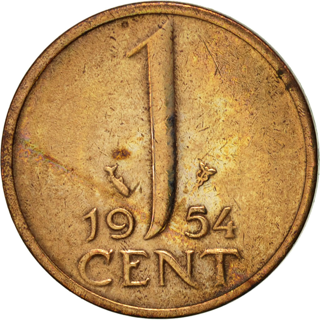 Coin, Netherlands, Juliana, Cent, 1954, EF(40-45), Bronze, KM:180
