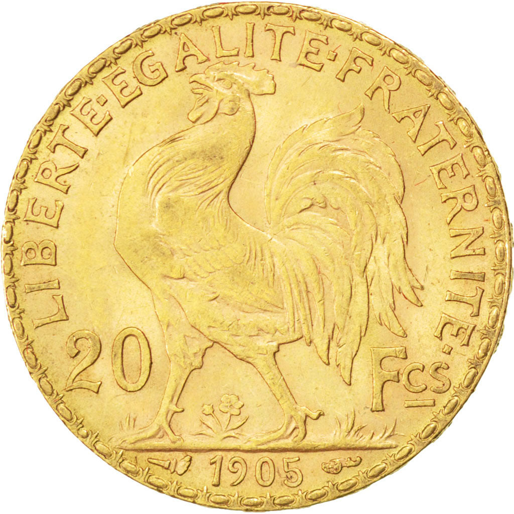 FRANCE, Marianne, 20 Francs, 1905, KM #847, AU(55-58), Gold, Gadoury #1064, 6.47