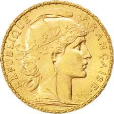 FRANCE, Marianne, 20 Francs, 1906, KM #847, AU(55-58), Gold, Gadoury #1064, 6.45