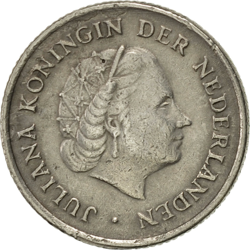 Coin, Netherlands, Juliana, 10 Cents, 1955, AU(55-58), Nickel, KM:182